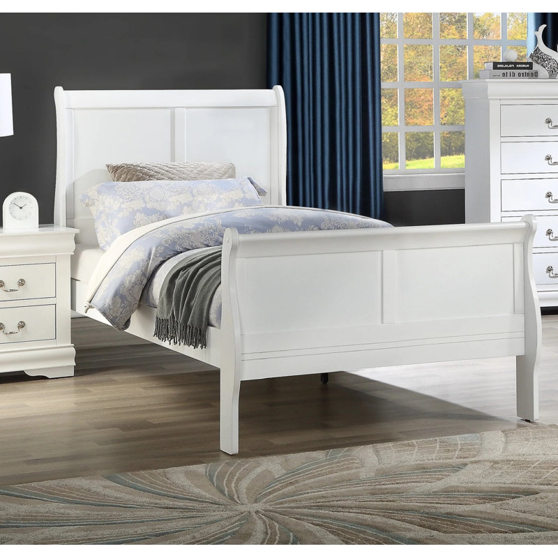 Lit en bois massif Louis Phillipe, Simple