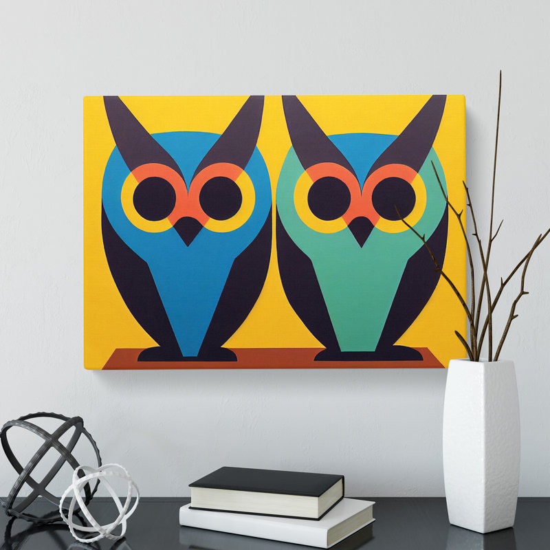 Two Abstract Owls Vol.1 - Wrapped Canvas, 50cm H x 76cm W x 3cm D