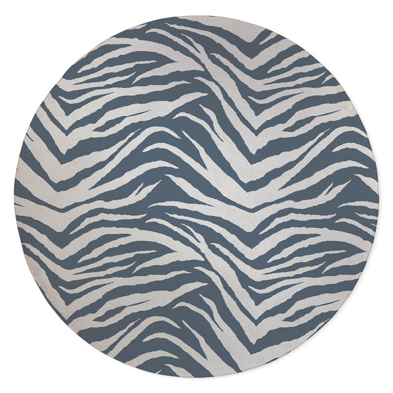 Zebra Patch Non-Slip Outdoor Rug, Round 5'