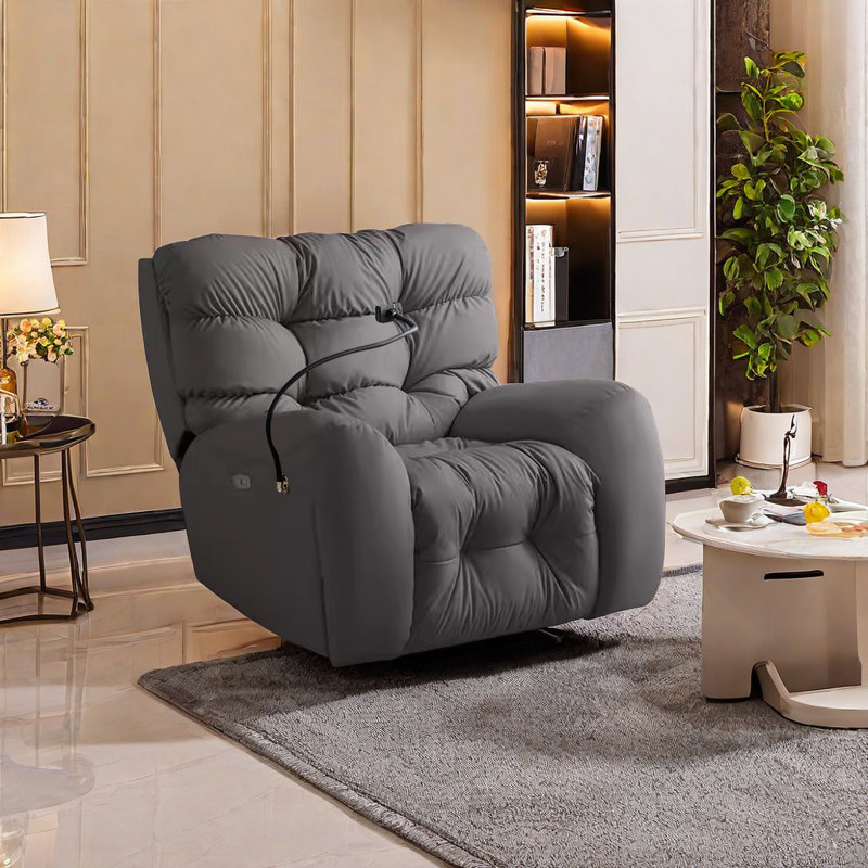 Fauteuil inclinable pivotant en similicuir, Gris