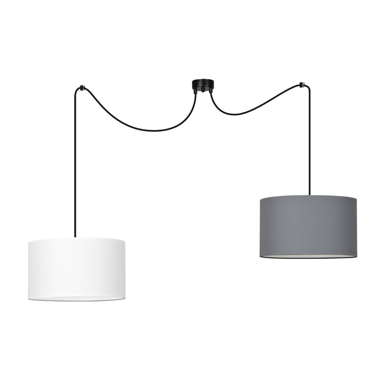 Pascua 2 - Light Black Drum Pendant, White/Grey