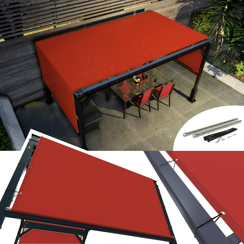 Amgo Customize Waterproof Pergola Canopy Replacement Cover, 95% UV Blockage, with Stainless Steel Weighted Rods, Red
