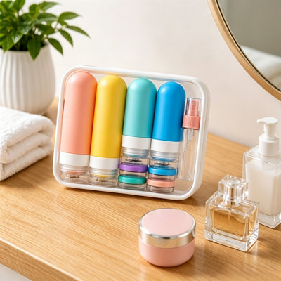 Water Bottle 17 Pack Silicone Travel Bottles Set TSAs Approved Toiletry Containers Leaks Proof Squeezable For Shampoo Conditioner Lotion
