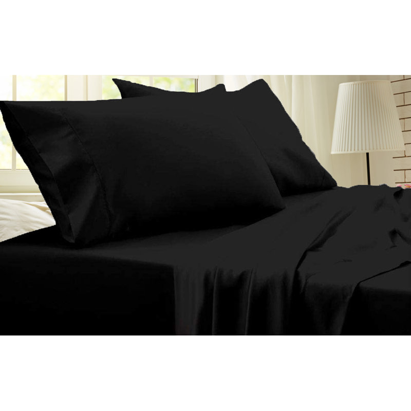 Ensemble de draps en rayonne de bambou de qualité supérieure 4 pièces, Ensemble de draps pour très grand lit avec 2 taie