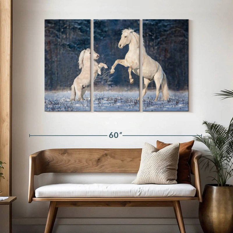 Brampt Winter White Horses, 14" H x 23" W
