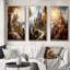 «Castles Majestic Fortress Golden», 3 pièces sur toile-2065349688-2065349689