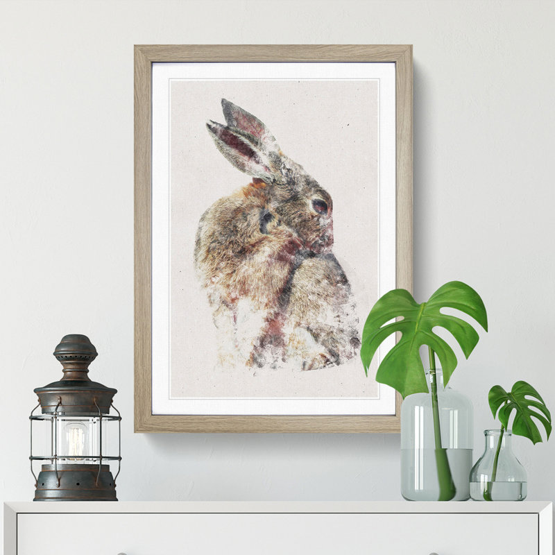 Brown Rabbit - Framed Print, Oak Framed, 33cm H x 24cm W x 2cm D