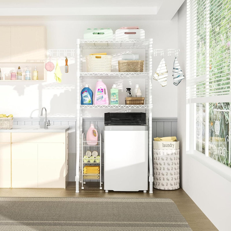 U8 Laundry Room Storage Organizer With Adjustable Wire Shelves, Over The Washer And Dryer Shelf Unit With 304 Lb Capacity For Laundry Detergent And Supplies