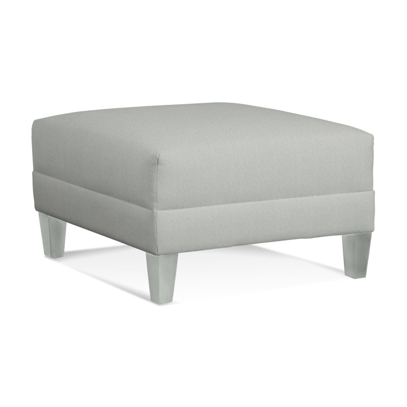 Alexa Square Ottoman, Ivory Crypton Performance; 0886-91, Nickel