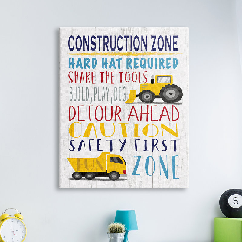 Kid's Construction Zone - Art textuel, Toile tendue, H 20 po x l 16 po x P 1,5 po