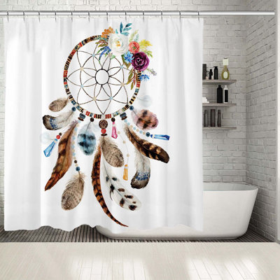 Floral Shower Curtain with Hooks Included