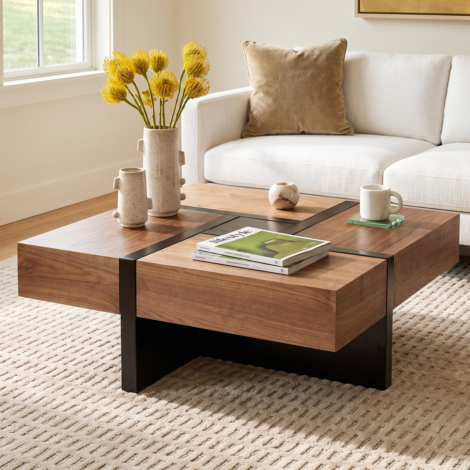 Elka Storage Coffee Table , Brown/Black