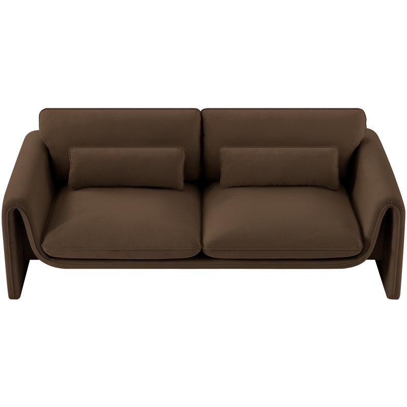Ixayana 86'' Velvet Sofa, Brown Velvet