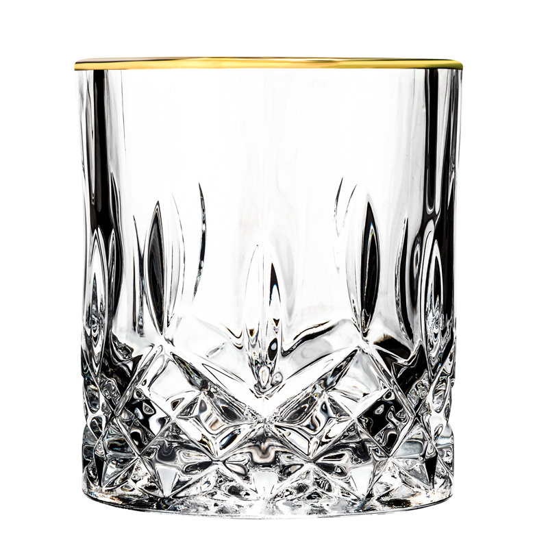 Opera 11oz Crystal Whiskey Glass Set with Gold Rim