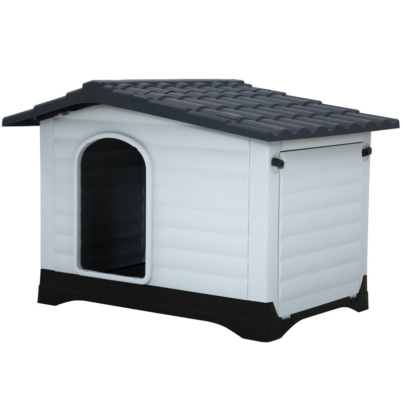 Large White and Black Plastic Raised Dog House