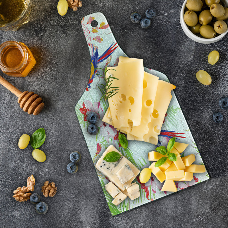 Ambesonne Parrot Tempered Glass Cutting Board Native Forest Multicolor