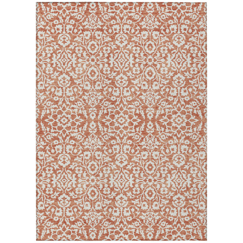 Tapis lavable intérieur / extérieur 3 pi x 5 pi Coral Damask