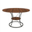 Table de salle à manger ronde extensible avec tablette de rangement, placage de noyer et métal noir mat, s'étend de 43 à 59 pouces, sièges 4-6