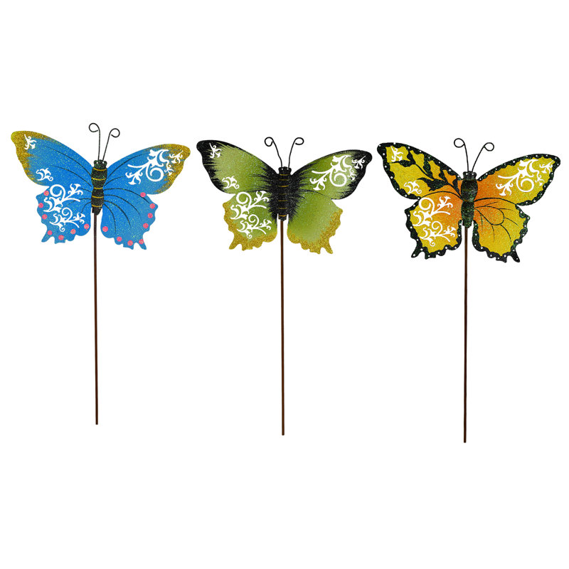 Ensemble de 3 piquets de jardin en métal