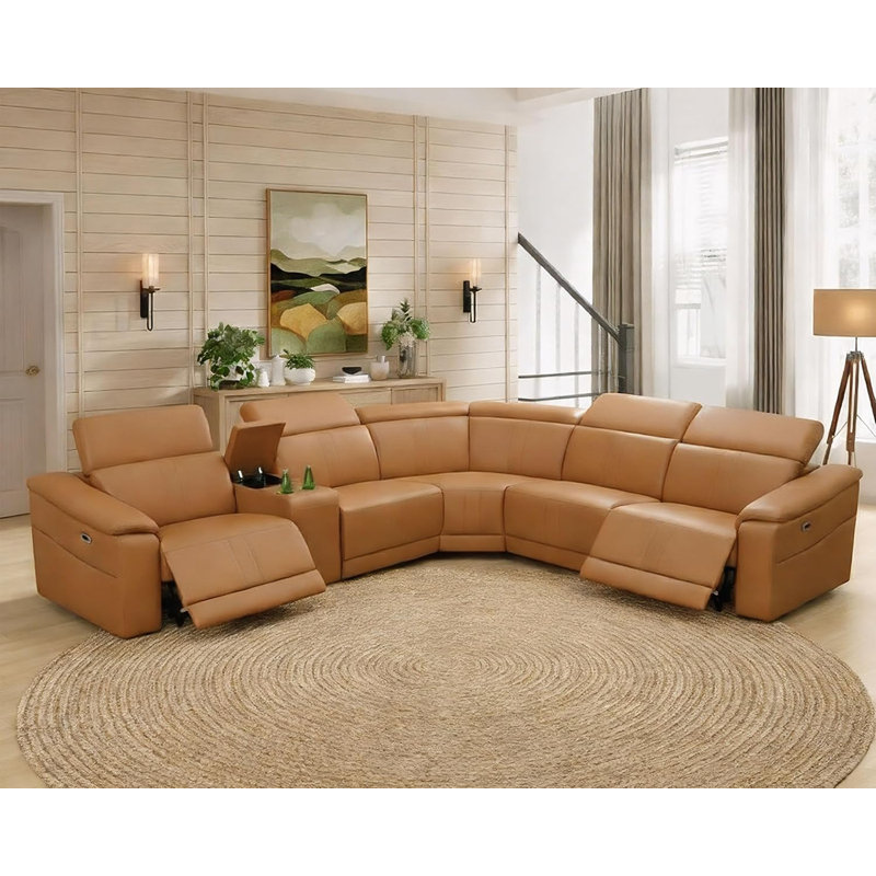Canapé modulaire inclinable 6 pièces en cuir