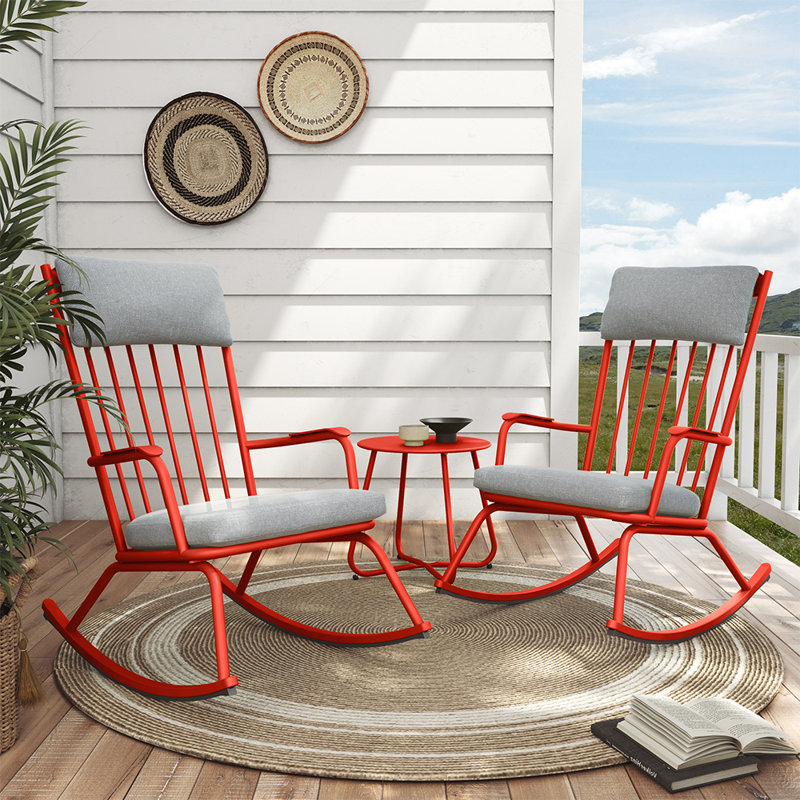 2- Person Seating Group with Cushions, Red