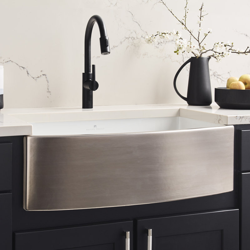 Rendezvous 33"L X 19.5"W Farmhouse/Apron Kitchen Sink, Platinum