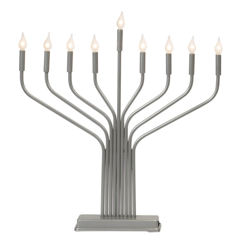 Menora électrique, Étain, H 17,75 po x l 16 po x P 2,5 po