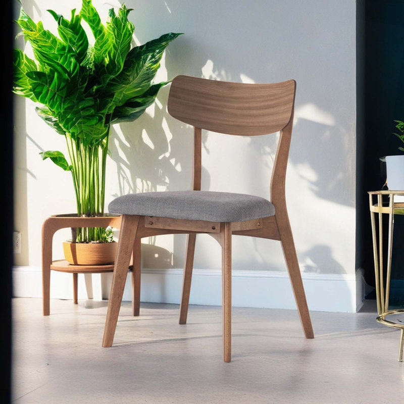 Ensemble de 2 chaises de salle à manger rembourrées Mid-Century, Gris