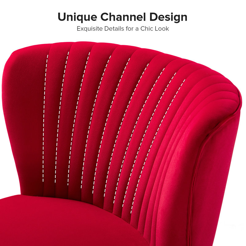 Fauteuil d'appoint Euclid, Velours rouge