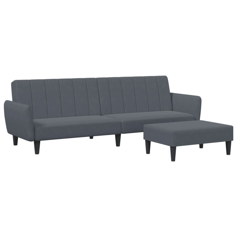 86.6'' Upholstered Convertible Sofa, Dark Green Velvet, Black