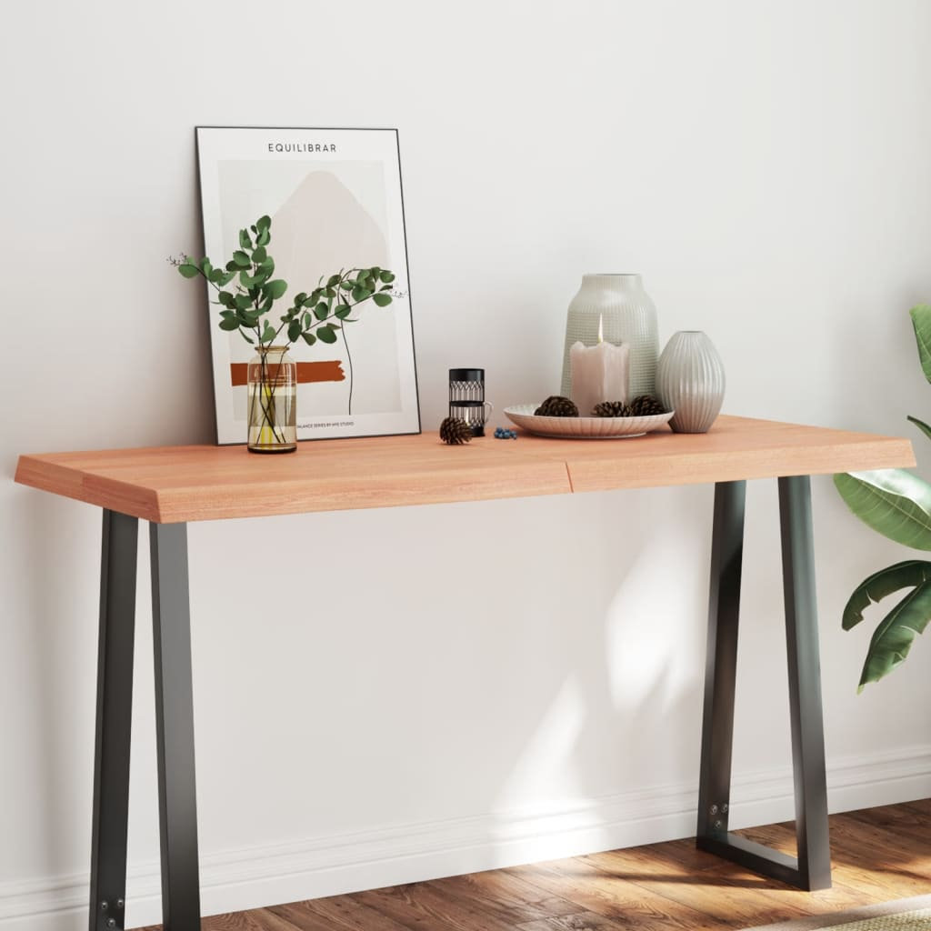 VidaXL Live Edge Solid Wood Table Top - Light Brown - 140x60x(2-6)cm - Image 2
