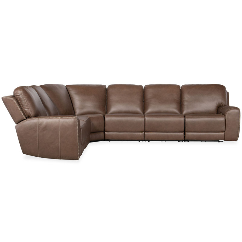 Nakima 6-Piece Upholstered Power Reclining Sectional, Chocolate, Right Hand Facing