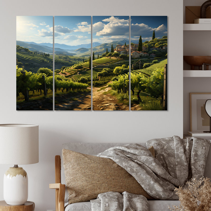 «Green Vineyard Majestic Provence», reproduction sur toile 4 pièces