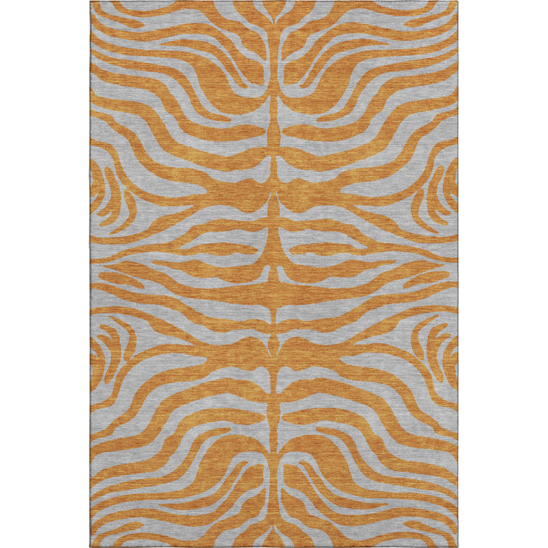 Premium Machine Washable Corum AMF1043 Animal Print Rug, Rectangle 3' x 5'