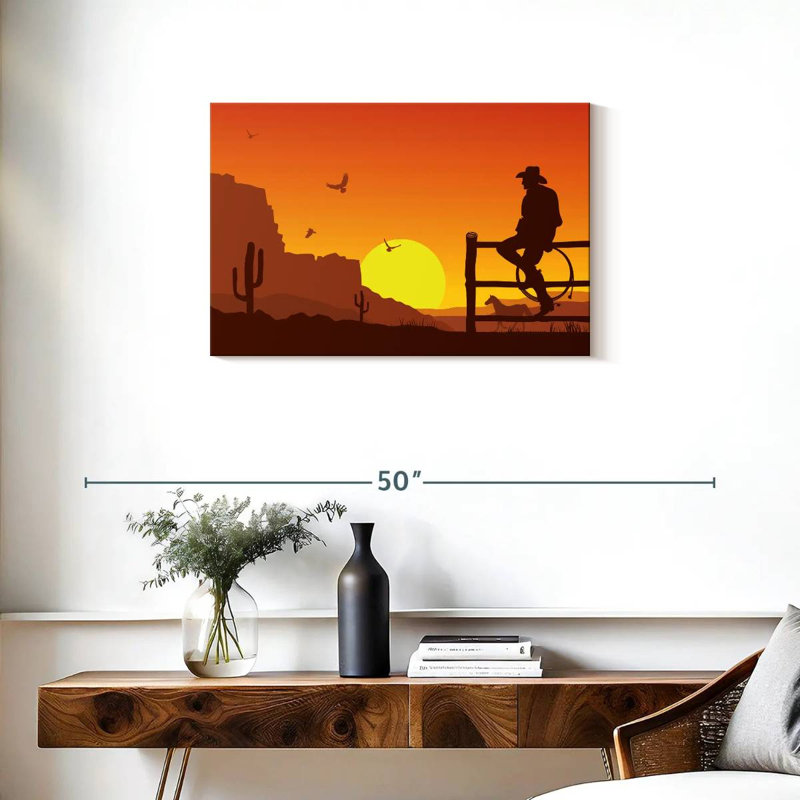 Coucher de soleil Lelar Western Cowboy, H 20 po x l 30 po