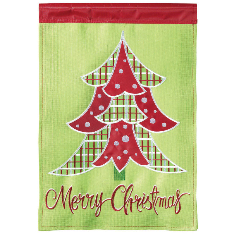 2 côtés en polyester 18 x 13 po tree merry christmas drapeau de jardin