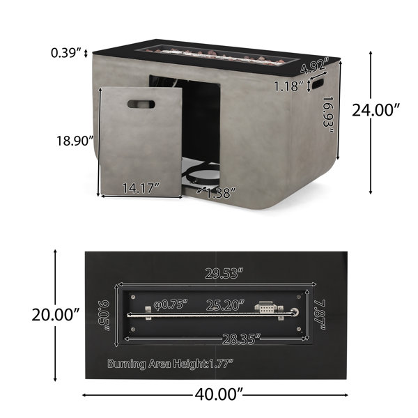 Aprell Mesa moderna para fogatas de propano y hormigón para exteriores