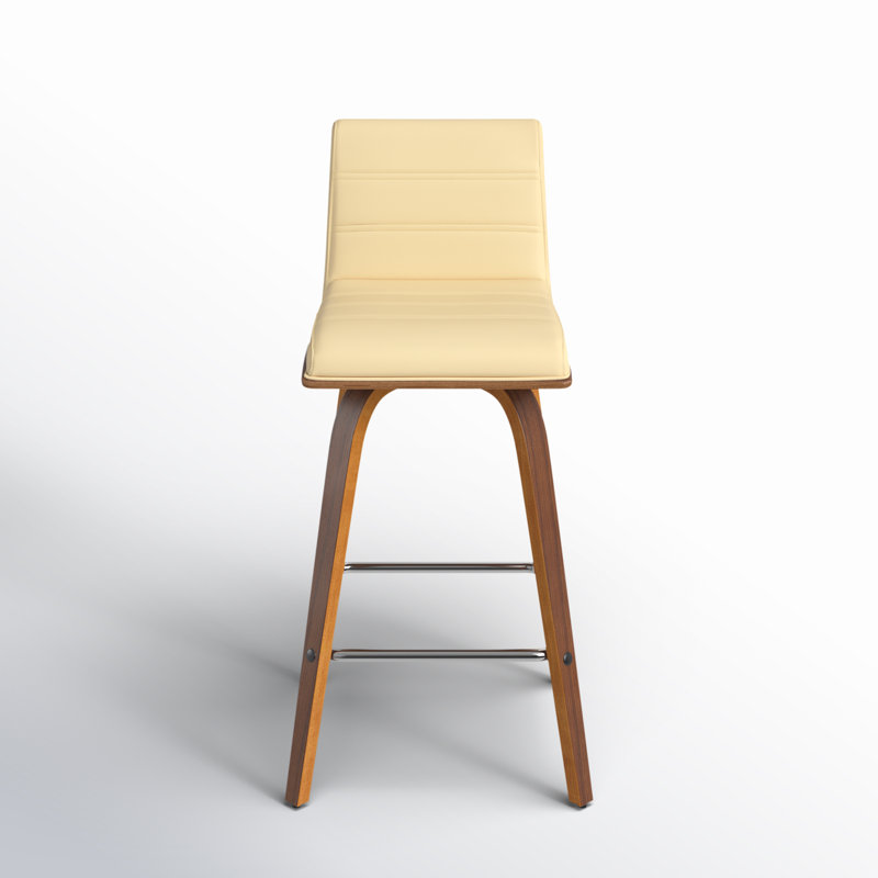 Tabouret de bar et de comptoir Biance, Noyer, Similicuir crème, Tabouret de comptoir (siège d'une hauteur de 26 p