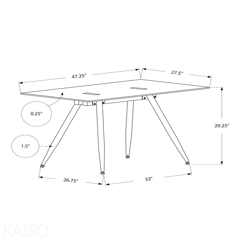 Bureau d'ordinateur, bureau personnel, ordinateur portable, L 48 po, travail, métal blanc, verre trempé, contemporain, moderne