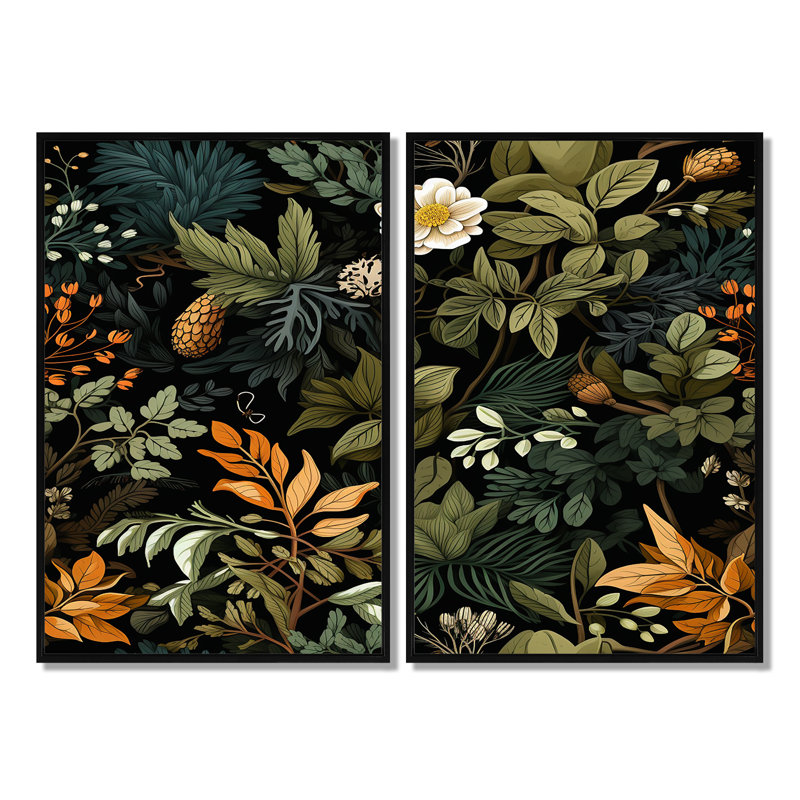 Rustic Wilderness Cottage Charm - impressions florales sur toile florales, H 36 po x l 48 po, Impression encadrée flottante