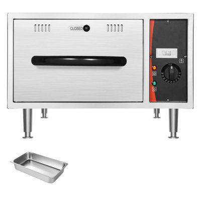 Commercial Electric Drawer Warmer, Single-Drawer Stainless Steel Food Warmer, Freestanding Slim Warming Drawer Cabinet, 85°F–185°F Wide Temperature Range, for Restaurant, Hotel, Bakery & Kitchen
