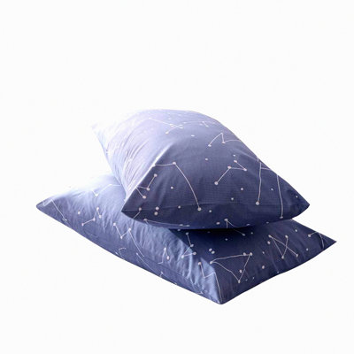 Constellation Cotton Pillowcase Set - Pack of 2 Standard Pillow Covers with Envelope Closure, 100% Cotton Bedding for Queen Size Pillows, 20" x 26"