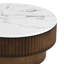Table basse ronde de 31,49 po avec rangement, petite table basse moderne avec plateau à motif de marbre blanc et base cannelée en bois massif, table centrale pour salon, appartement, bureau