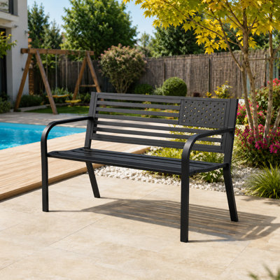 Banc d'extérieur 47 pouces en métal découpé 47 pouces, banc de jardin pour 2 personnes