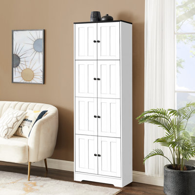 Tall Storage Cabinet With 8 Doors And 4 Shelves For Living Room, Kitchen, Office by Lark Manor