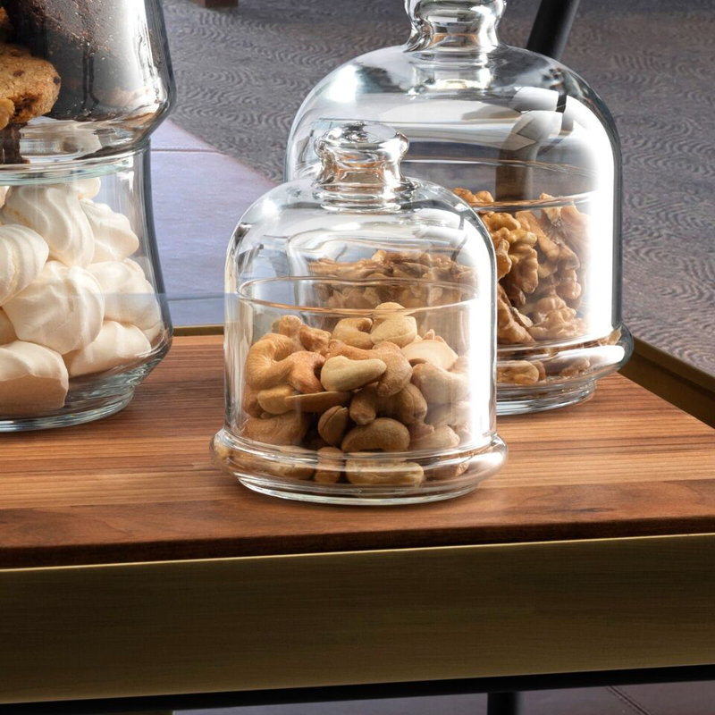 Pasabahce Mini Glass Service Bowl Pastry Cookie Candy Dish Jar with Bell Dome Lid