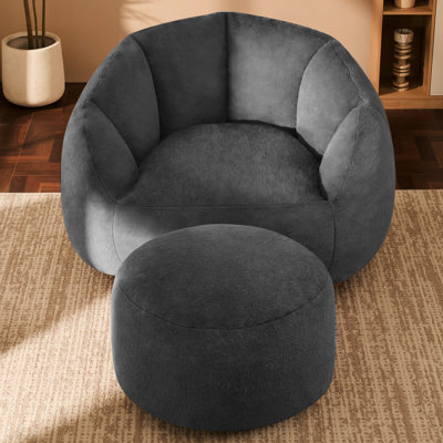 Bean Bag Chair - with Ottoman, High Density Support Structure.