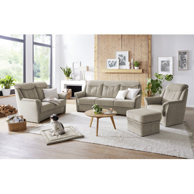 3-tlg. Couchgarnitur aus Echtleder