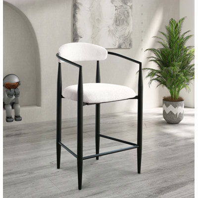 Ensemble de 2 tabourets de bar modernes avec tabourets de bar rembourrés à hauteur de tabouret avec cadre / dossier / accoudoirs en métal pour cuisine / maison / salle à manger