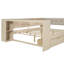 Lit plateforme double en bois avec tiroirs de rangement, tablettes, station de charge USB et tête de lit tapissier, crème